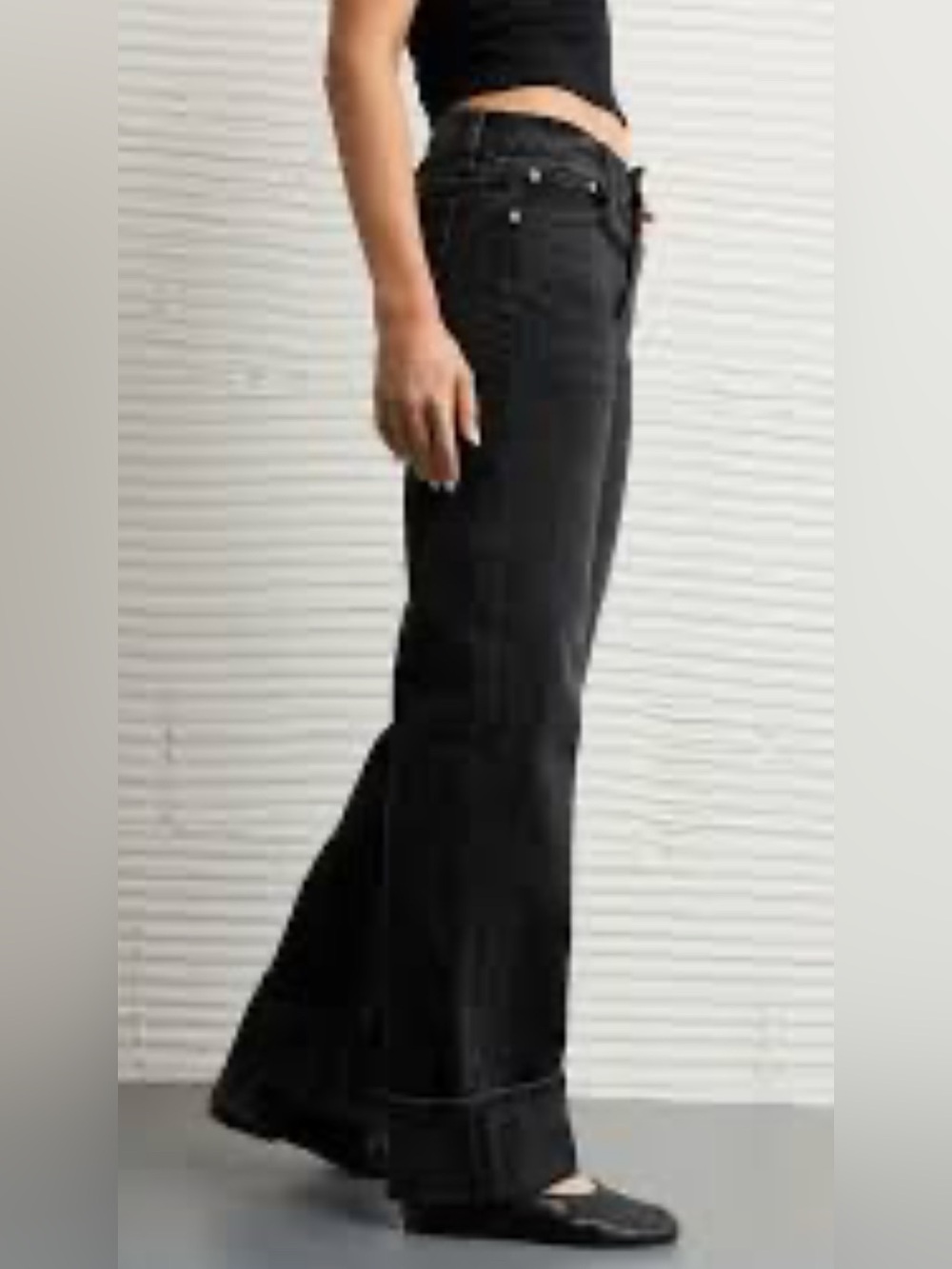 AmericanEagle Stovepipe HighRise Stretch Wide-Leg Cuff Jeans Size-16 Long Grunge